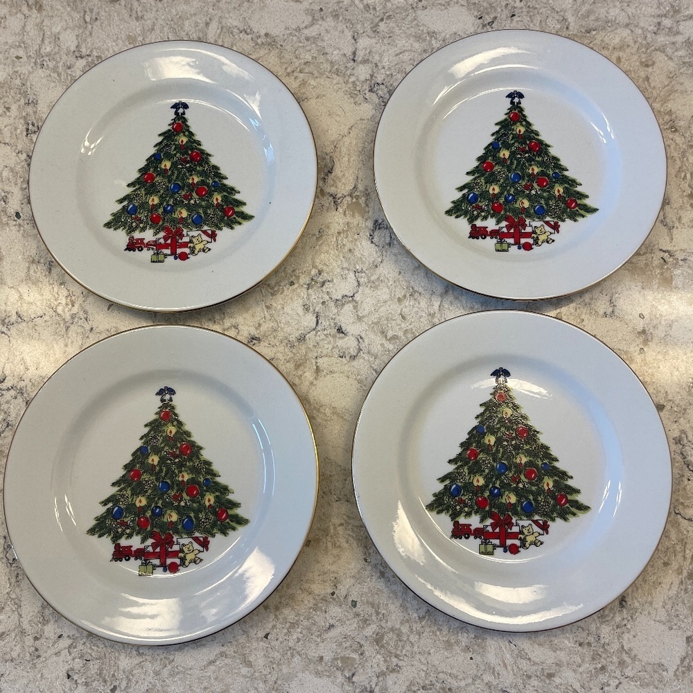 Vintage Sea Gull Christmas tree‎ holiday Desert plates